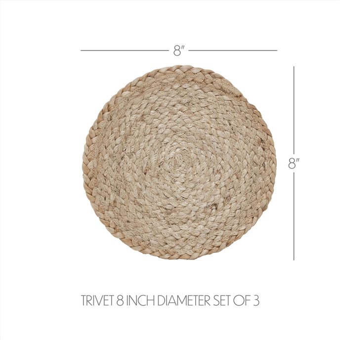 Natural Jute Trivet 8 inch Diameter Set of 3 Thumbnail