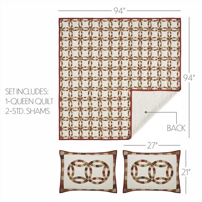 Custom House Wedding Rings Queen Quilt Set; 1-Quilt 94Wx94L w/2 Shams 21x27 Thumbnail