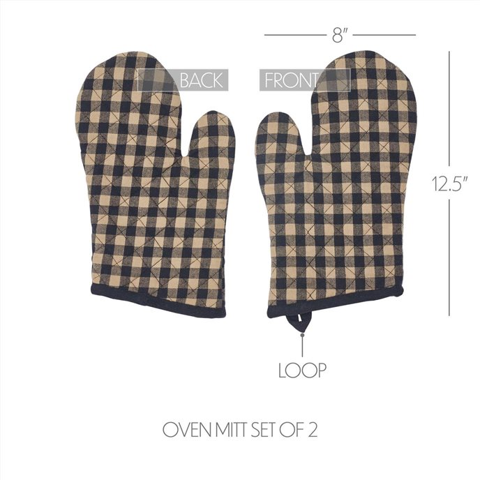 Black Check Oven Mitt Set of 2 Thumbnail