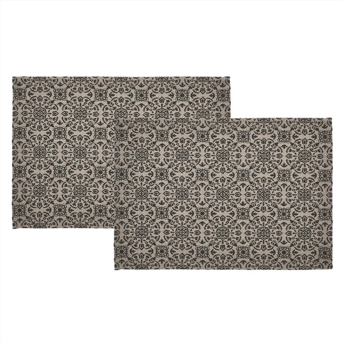 Custom House Black Tan Jacquard Placemat Set of 2 13x19 Thumbnail