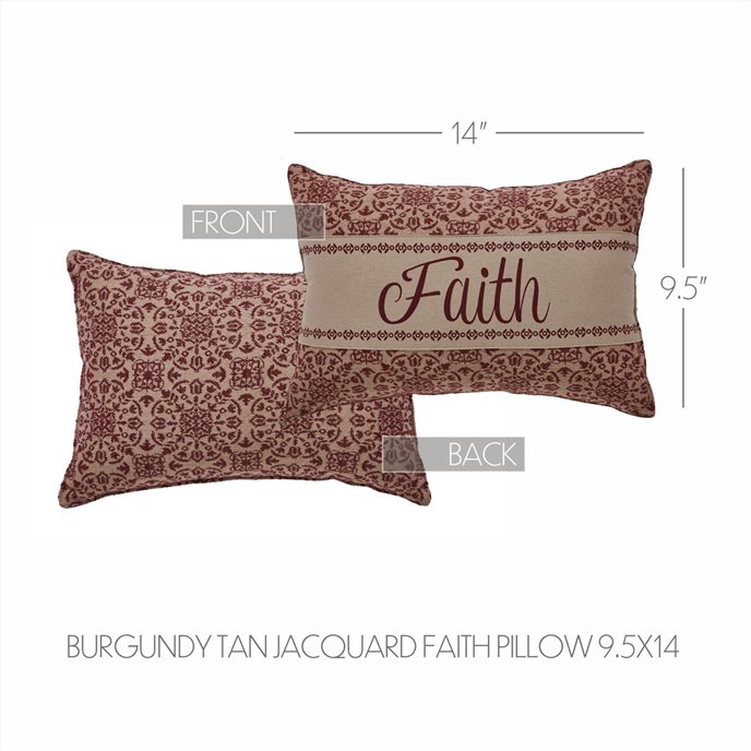 Custom House Burgundy Tan Jacquard Faith Pillow 9.5x14 Thumbnail