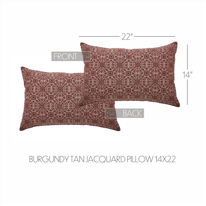 Custom House Burgundy Tan Jacquard Pillow 14x22 Thumbnail