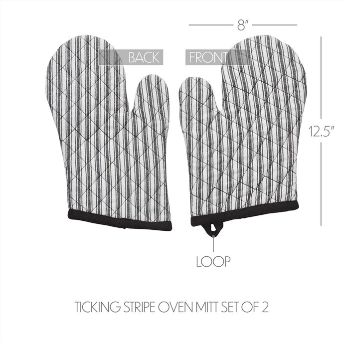 Sawyer Mill Black Ticking Stripe Oven Mitt Set of 2 Thumbnail