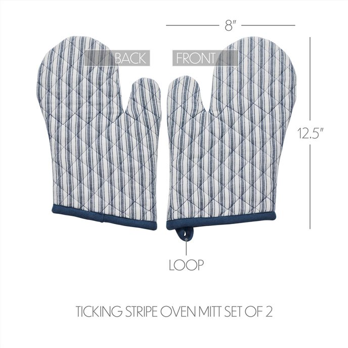 Sawyer Mill Blue Ticking Stripe Oven Mitt Set of 2 Thumbnail