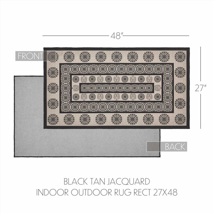 Custom House Black Tan Jacquard Polyester Rug Rect 27x48 Thumbnail