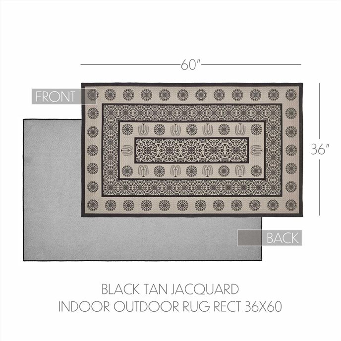 Custom House Black Tan Jacquard Polyester Rug Rect 36x60 Thumbnail