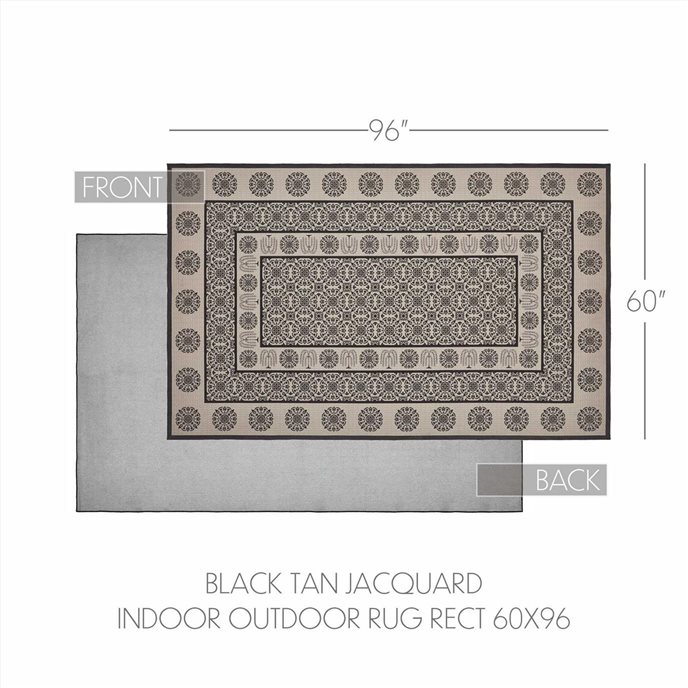 Custom House Black Tan Jacquard Polyester Rug Rect 60x96 Thumbnail