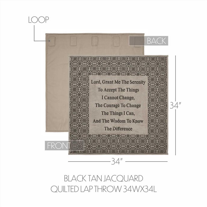 Custom House Black Tan Jacquard Quilted Lap Throw 34Wx34L Thumbnail