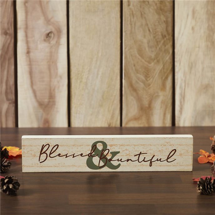 Blessed &amp; Bountiful Cream Base MDF Sign 3x14 Thumbnail