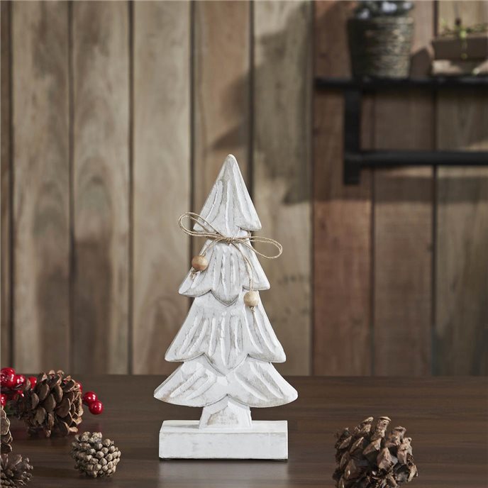 Snowy Tree Textured Wooden White 10.25x4.75x2.25 Thumbnail