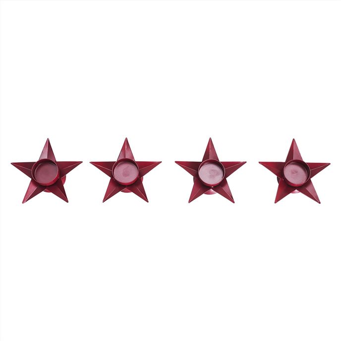 Tealight Holder Star Burgundy Set of 4 1.5x5x5 Thumbnail