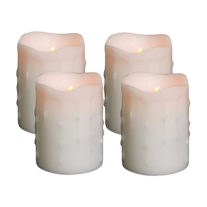 LED Dripping Wax Pillar Candles (Set of 4) Thumbnail