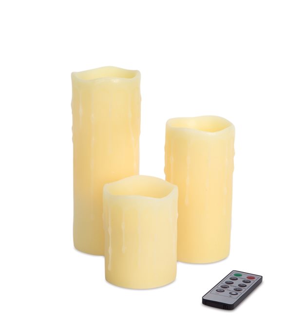 LED Dripping Wax Pillar Candles with Remote (Set of 3) Thumbnail