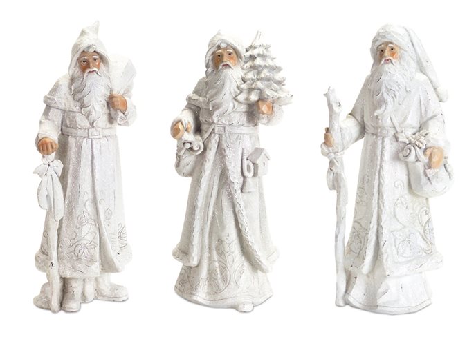 Snowy White Winter Santa Figurine (Set of 3) Thumbnail