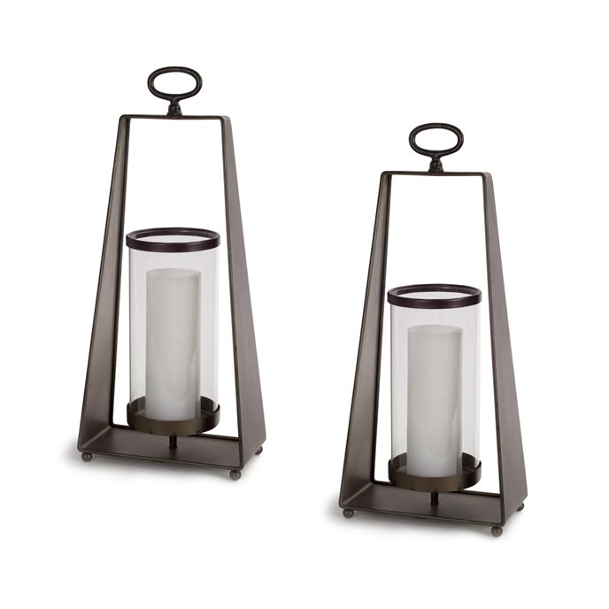 Glass Candle Holder in Tapered Metal Stand (Set of 2) Thumbnail