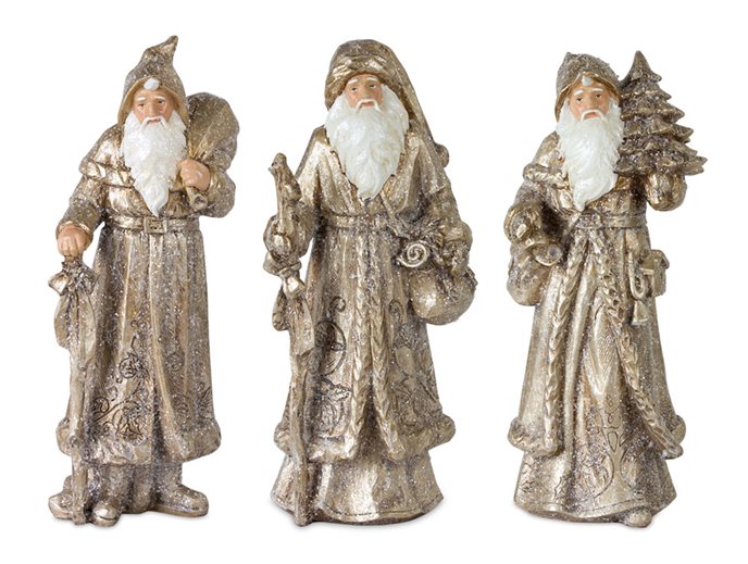 Stone Woodland Santa with Gold Finish (Set of 3) Thumbnail