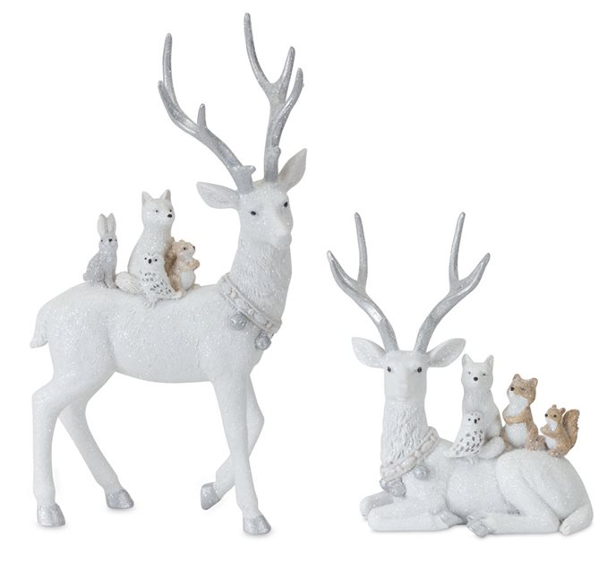 Winter Deer with Woodland Friends Figurine (Set of 2) Thumbnail