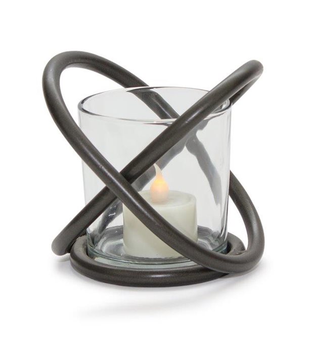Modern Metal Votive Holder with Glass Insert (Set of 2) Thumbnail