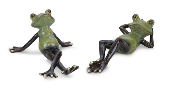 Lounging Garden Frog Figurine (Set of 2) Thumbnail
