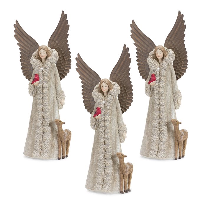Winter Angel Figurine with Deer and Bird Accent (Set of 2) Thumbnail