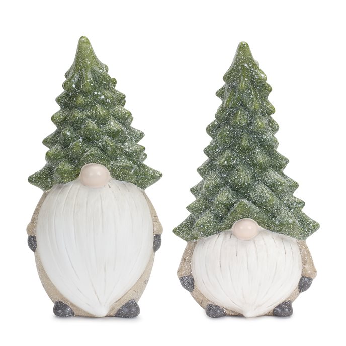 Terra Cotta Gnome Figurine with Pine Tree Hat (Set of 2) Thumbnail