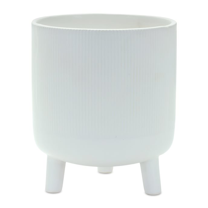 Ribbed Stone Footed Planter 7"H Thumbnail