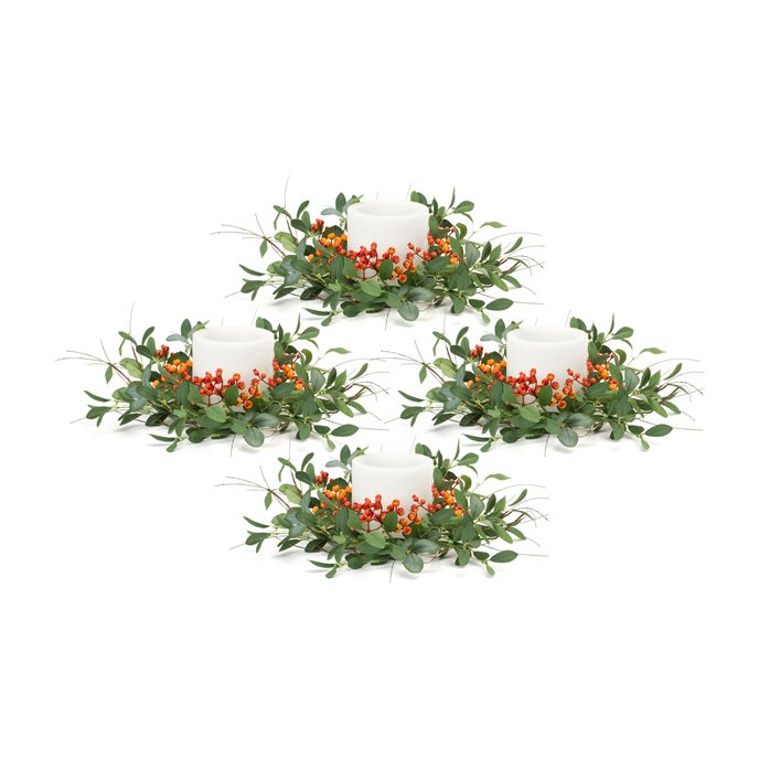 Foliage and Berry Twig Candle Ring (Set of 4) Thumbnail