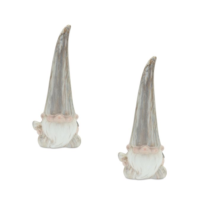 Modern Terra Cotta Gnome Figurine with Marble Finish (Set of 2) Thumbnail
