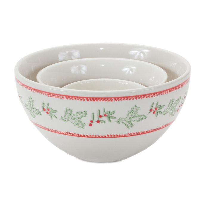 Stoneware Mistletoe Bowl (Set of 3) Thumbnail