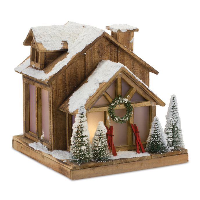 Vintage Ski Lodge Lighted Display 14.25"H Thumbnail