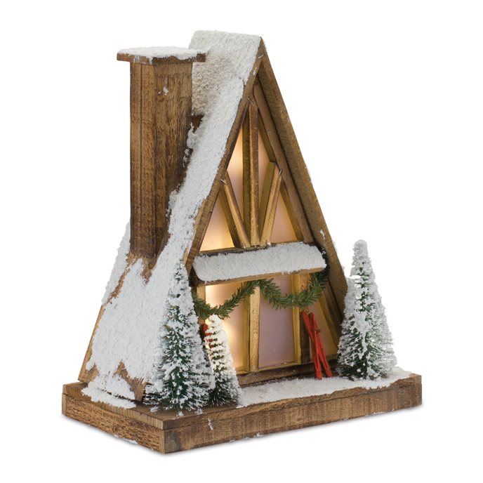 Vintage A-Frame Ski Lodge Lighted Display 16.5"H Thumbnail