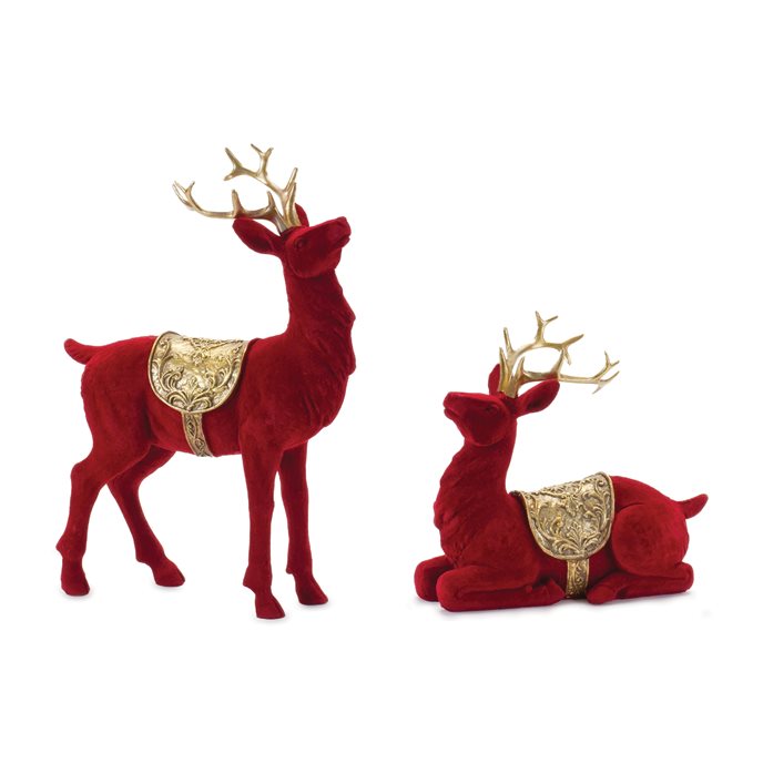 Flocked Deer Figurines (Set of 2) Thumbnail