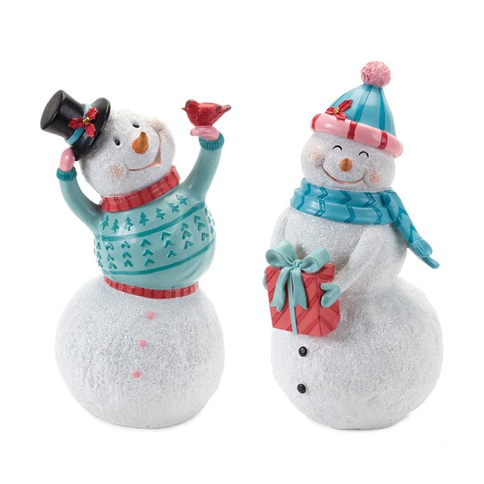 Whimsical Snowman Figurine (Set of 2) Thumbnail