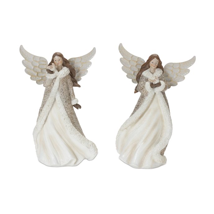 Winter Angel Figurine with Bird Accent (Set of 2) Thumbnail
