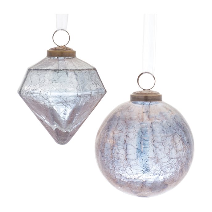 Blue Crackle Glass Ornament (Set of 6) Thumbnail
