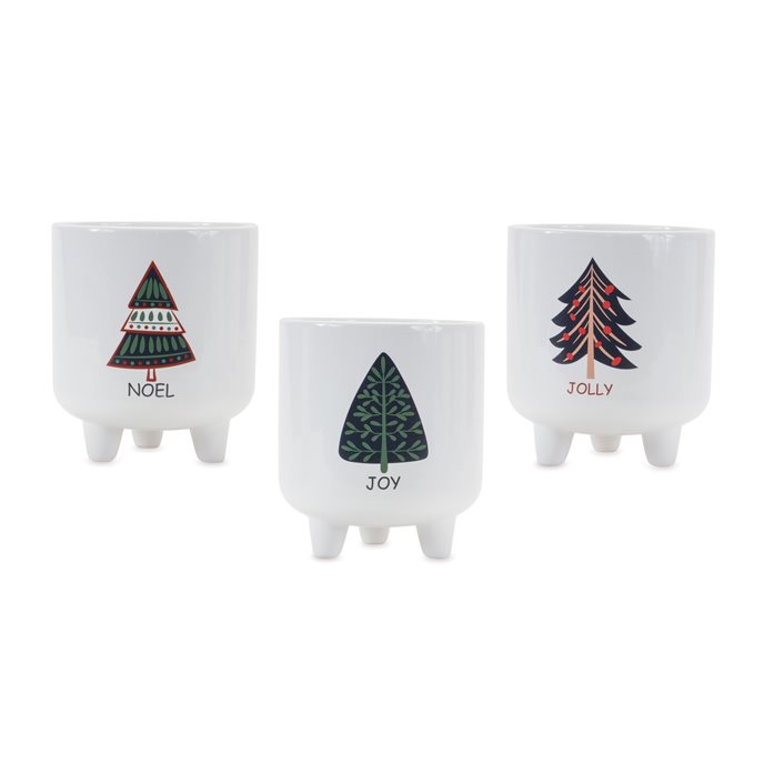 Footed Pine Tree Planter (Set of 3) Thumbnail