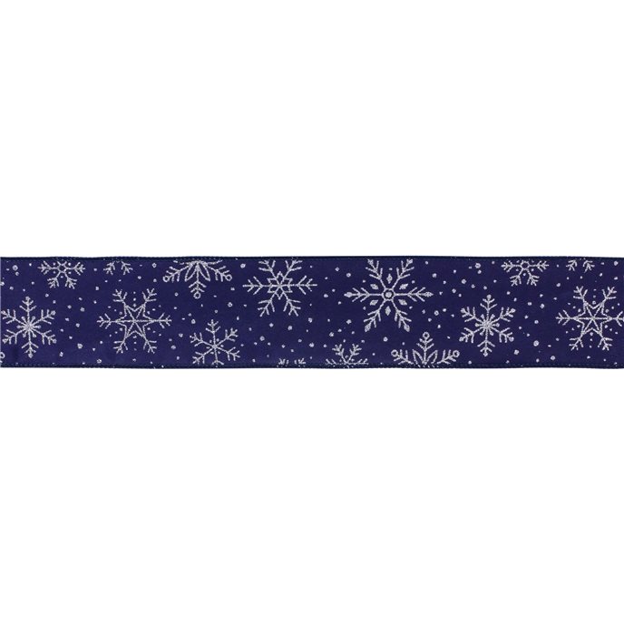 Navy Snowflake Ribbon (Set of 2) 2.5" x 10 Yds. Thumbnail