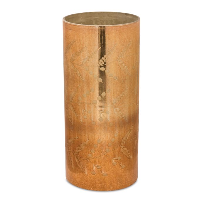 Etched Amber Glass Candle Holder (Set of 2) Thumbnail
