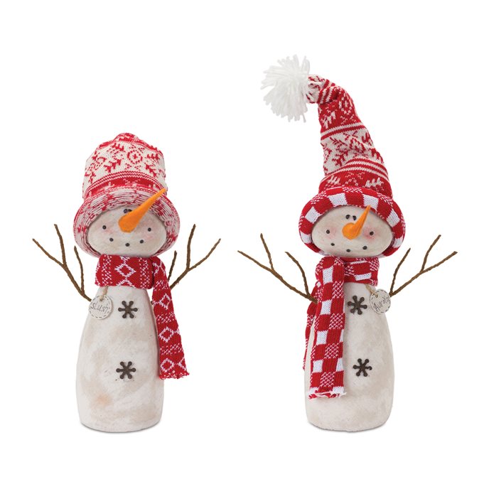 Snowman Decor with Hat and Scarf (Set of 2) Thumbnail