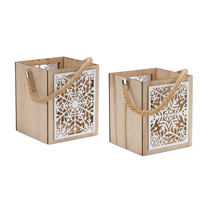 Wooden Snowflake Lantern (Set of 4) Thumbnail