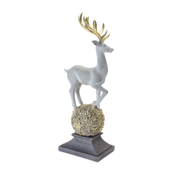 Winter Deer Figurine on Orb 14"H Thumbnail