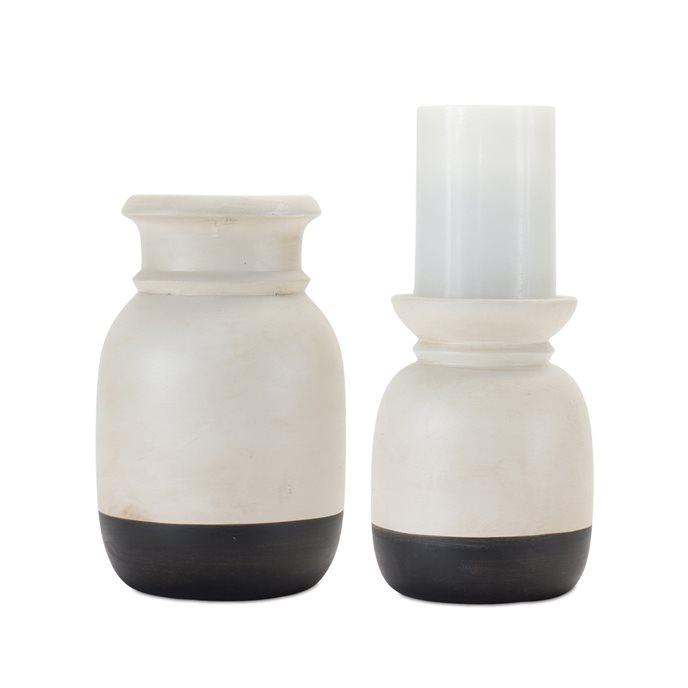 Dual-Tone Ceramic Candle Holder (Set of 2) Thumbnail