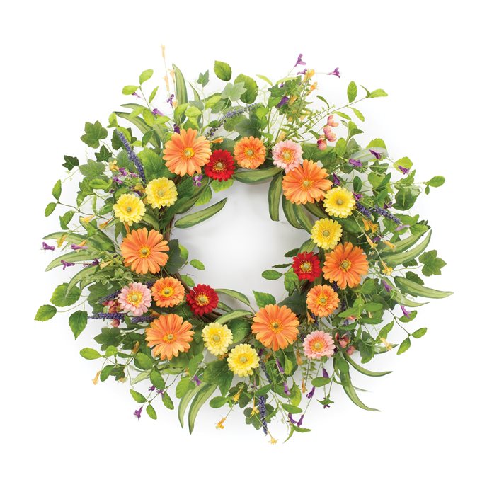 Mixed Daisy Floral Wreath 27.5"D Thumbnail