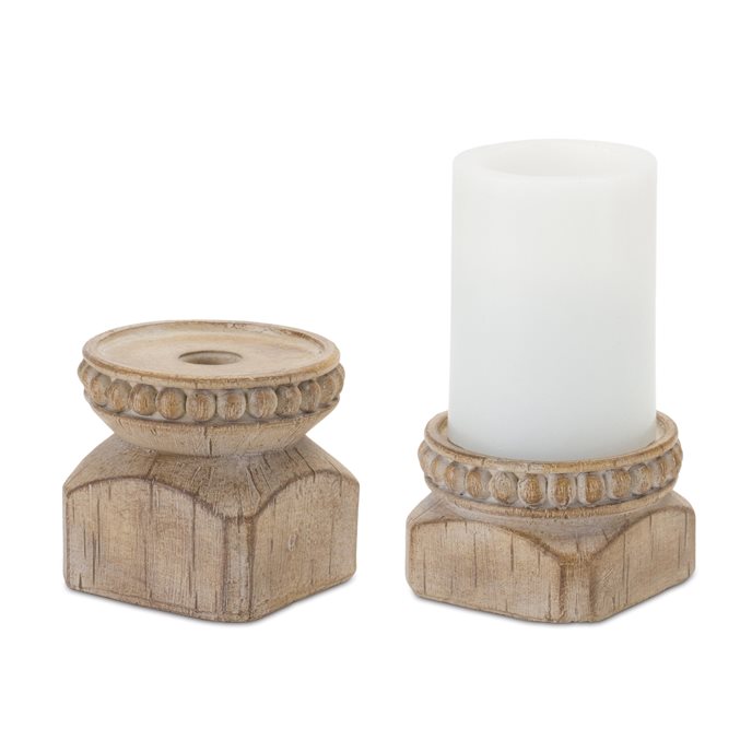 Beaded Wood Design Candle Holder (Set of 4) Thumbnail