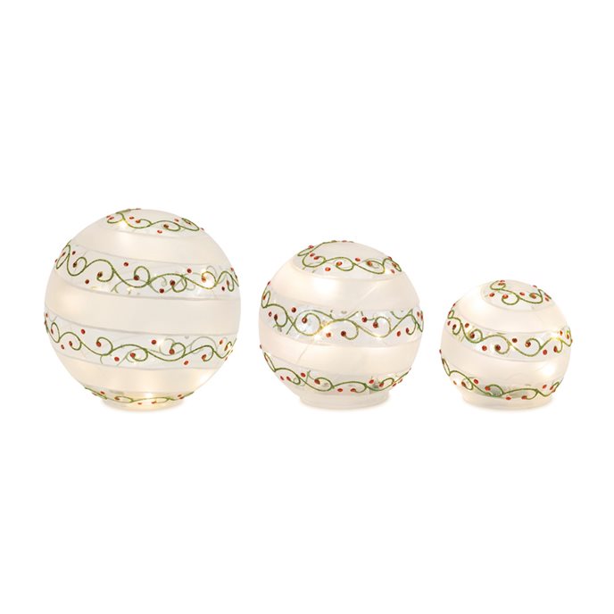 LED Beaded Holiday Swirl Globe (Set of 3) Thumbnail