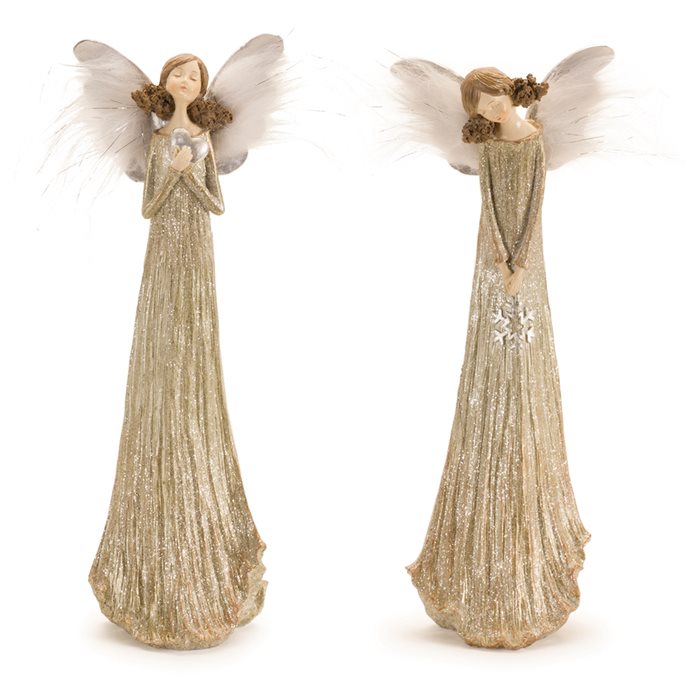 Glittered Angel with Feather Wings (Set of 2) Thumbnail
