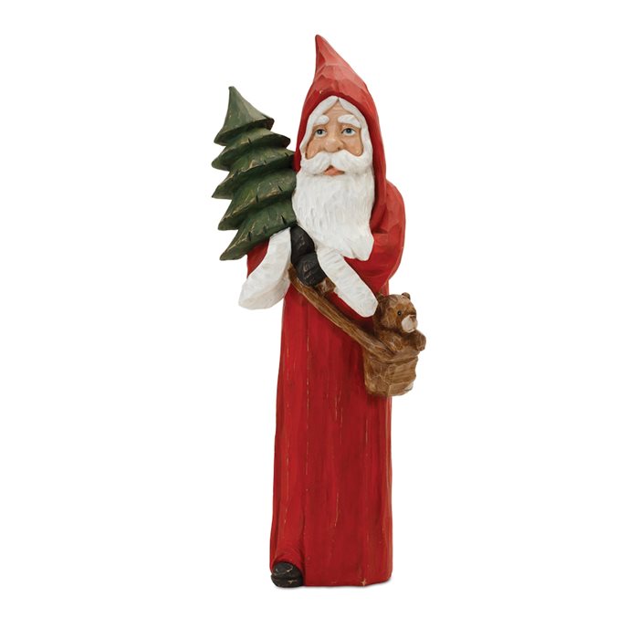 Woodland Santa with Pine Tree Statue 15"H Thumbnail