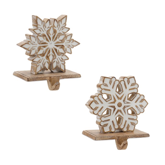 White Washed Snowflake Stocking Holder (Set of 2) Thumbnail