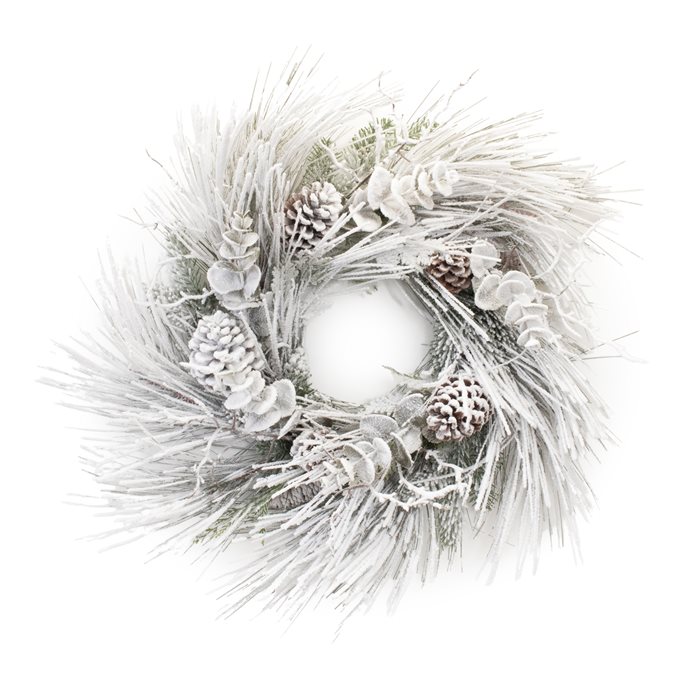 Flocked Long Needle Pine Wreath 29"D Thumbnail