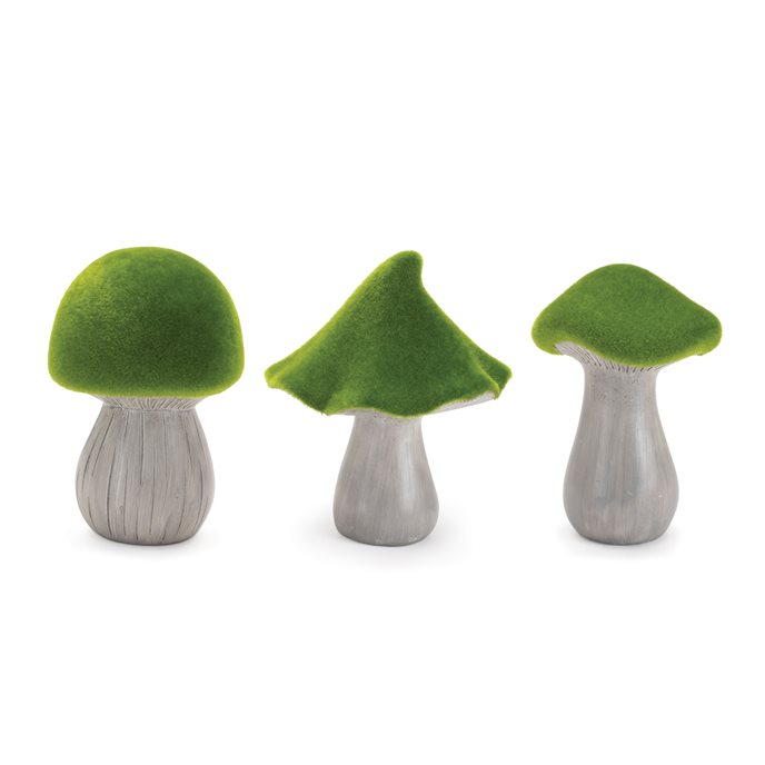 Mossy Terra Cotta Mushroom (Set of 3) Thumbnail